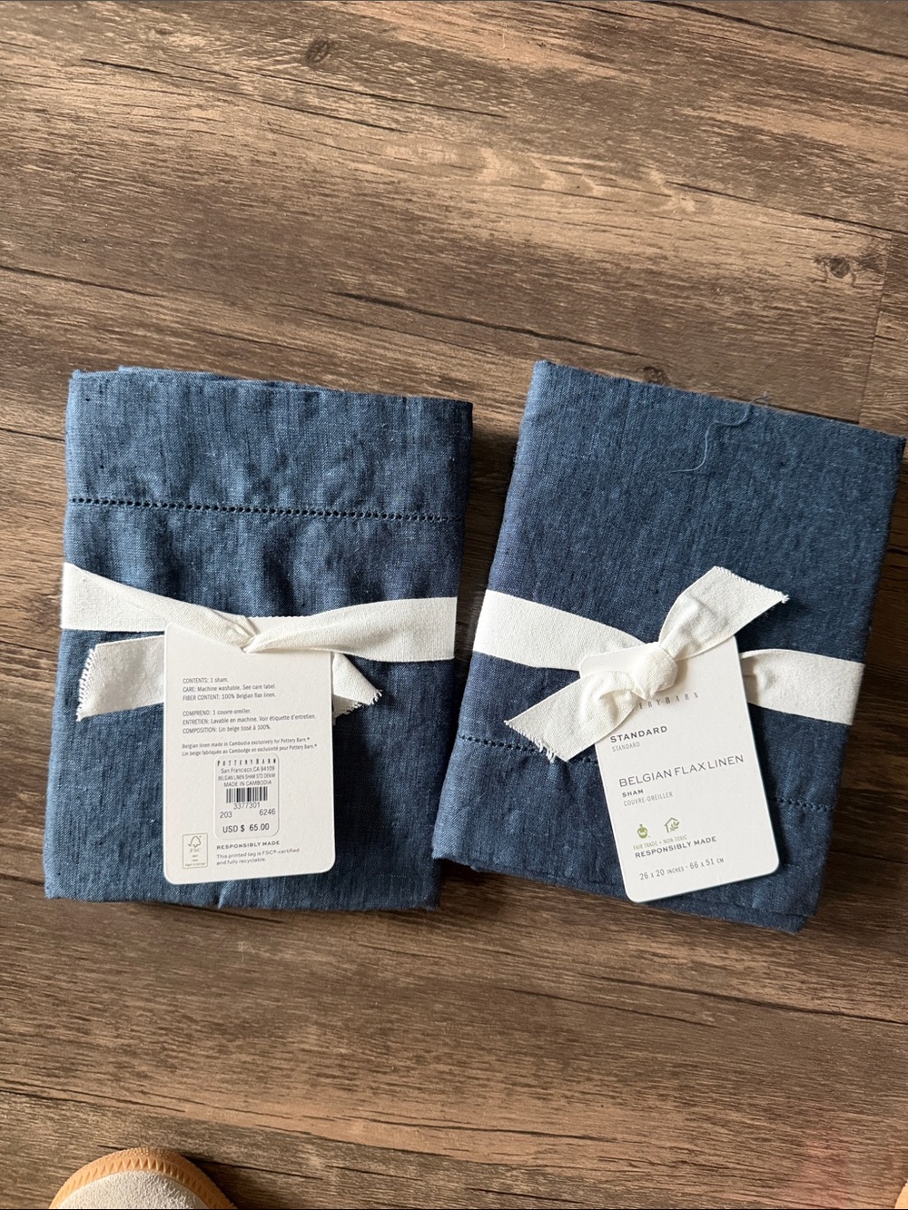 Pottery Barn Belgian Flax Linen Pillowcase Pair in Indigo